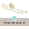 Martha Stewart Lockton 2-Piece Stainless Steel & Nylon Kitchen Skimmer and Ladle Set – Linen w/Gold