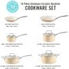 Martha Stewart Lockton Premium Nonstick 10 Piece Enamel Heavy Gauge Aluminum Pots and Pans Cookware Set – Linen White(Butter Cream)
