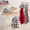 Martha Stewart Love Check Gingham Hearts Decorative Kitchen Towels 3-Pack Set, 100% Cotton, Absorbent, Valentine’s Day Décor, Black/White/Red, 16”x28”