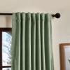 Martha Stewart Lucca Velvet Blackout Back Tab Window Curtain Panel Pair, 95″, Linen Beige(Green)