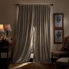 Martha Stewart Lucca Velvet Blackout Back Tab Window Curtain Panel Pair, 95″, Linen Beige(Linen)