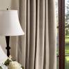 Martha Stewart Lucca Velvet Blackout Back Tab Window Curtain Panel Pair, 95″, Linen Beige(Linen)