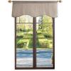 Martha Stewart Lucca Velvet Lined Scallop Window Curtain 50″ W x 18″ L, Valance, Loden Green(Linen)