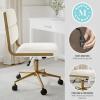 Martha Stewart Lulu Swivel Task Chair with Height Adjustable Seat for Home Office in Off White Faux Leather with Polished Brass Frame(Off White Faux Leather/Polished Brass Frame)