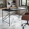 Martha Stewart Maddox Home Office Parsons Desk in Black Wood Grain with Oil Rubbed Bronze Metal X-Frame