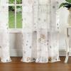 Martha Stewart Marthas Garden Floral Semi-Sheer Rod Pocket Window Curtain Panel Pair, 95″, Gold Floral