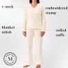 Martha Stewart Microfleece Sleepwear for Women | Cozy 2-Piece Pajama Set | Buttery Soft, Warm & Perfect for Lounging(Cream)