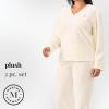 Martha Stewart Microfleece Sleepwear for Women | Cozy 2-Piece Pajama Set | Buttery Soft, Warm & Perfect for Lounging(Cream)