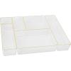 Martha Stewart Miles Plastic Stackable Office Desk Drawer Organizers, Set of 6, Clear(Clear/Gold Trim)