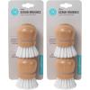 Martha Stewart Mini Palm Dish Brushes, 4 Count – Ergonomic Beechwood Handle for Comfortable Cleaning