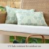 Martha Stewart Modern Banana Leaves Indoor Outdoor Decorative Lumbar Pillow 2-Pack Set, UV Fade Resistant, Water Repellent, Printed Tropical Design, Green, 11″x18″(Green)