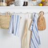 Martha Stewart Morris Stripe Kitchen Towel 2-Pack Set, Grey, 16″x28″(Blue)
