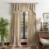 Martha Stewart Naples Chenille Solid Back Tab Window Curtain Panel Pair, 84″, Navy(Natural)