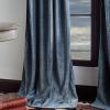 Martha Stewart Naples Chenille Solid Back Tab Window Curtain Panel Pair, 84″, Navy(Navy)