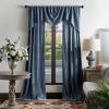 Martha Stewart Naples Chenille Solid Back Tab Window Curtain Panel Pair, 84″, Navy(Navy)