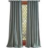 Martha Stewart Naples Chenille Solid Back Tab Window Curtain Panel Pair, 84″, Navy(Olive)