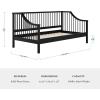 Martha Stewart Neely Platform Daybed with Wood Spindles, Solid Wood Frame, No Box Spring Needed, Twin Size, Gray(Black)