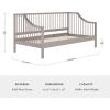 Martha Stewart Neely Platform Daybed with Wood Spindles, Solid Wood Frame, No Box Spring Needed, Twin Size, Gray(Grey)