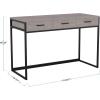 Martha Stewart Ollie Home Office Desk with 3 Drawers in Walnut Wood Grain with Polished Brass Hardware(Gray Top/Oil Rubbed Bronze Frame)