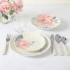 Martha Stewart Peony 12 Piece Porcelain Floral Chip and Scratch Resistant Dinnerware Set(Peony)