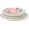 Martha Stewart Peony 12 Piece Porcelain Floral Chip and Scratch Resistant Dinnerware Set(Peony)