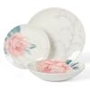 Martha Stewart Peony 12 Piece Porcelain Floral Chip and Scratch Resistant Dinnerware Set(Peony)