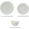 Martha Stewart Peony 12 Piece Porcelain Floral Chip and Scratch Resistant Dinnerware Set(Sage Green)