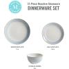 Martha Stewart Perry Street 12pc Stoneware Reactive Dinnerware Set – White w/Blue Rim