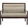 Martha Stewart Philippe Loveseat for Living Room Lily Pond Collection, Spindle Wood Frame, Upholstered Seat, Lumbar Pillow, Cottage Accent Settee Coastal Furniture Decor, 47.5″ W Morocco Brown/Taupe