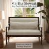 Martha Stewart Philippe Loveseat for Living Room Lily Pond Collection, Spindle Wood Frame, Upholstered Seat, Lumbar Pillow, Cottage Accent Settee Coastal Furniture Decor, 47.5″ W Morocco Brown/Taupe