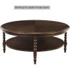 Martha Stewart Philippe Round Coffee Table for Living Room Lily Pond Collection, Coastal Coffee Table with Shelving for Storage, Cottage Inspired Living Room Table, 42″ Wide Brown