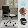 Martha Stewart Piper Swivel Task Chair with Armrests for Home Office in Saddle Brown Faux Leather with Polished Nickel Frame(Black Faux Leather/Polished Nickel)