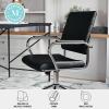 Martha Stewart Piper Swivel Task Chair with Armrests for Home Office in Saddle Brown Faux Leather with Polished Nickel Frame(Black Faux Leather/Polished Nickel)