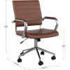 Martha Stewart Piper Swivel Task Chair with Armrests for Home Office in Saddle Brown Faux Leather with Polished Nickel Frame(Saddle Brown Faux Leather/Polished Nickel)