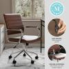 Martha Stewart Piper Swivel Task Chair with Armrests for Home Office in Saddle Brown Faux Leather with Polished Nickel Frame(Saddle Brown Faux Leather/Polished Nickel)