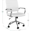 Martha Stewart Piper Swivel Task Chair with Armrests for Home Office in Saddle Brown Faux Leather with Polished Nickel Frame(White Faux Leather/Polished Nickel)
