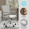 Martha Stewart Piper Swivel Task Chair with Armrests for Home Office in Saddle Brown Faux Leather with Polished Nickel Frame(White Faux Leather/Polished Nickel)