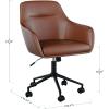Martha Stewart Rayna Swivel Task Chair with Flared Arms for Home Office in White Boucle with Oil Rubbed Bronze Frame(Saddle Brown Faux Leather/Oil Rubbed Bronze)