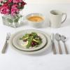 Martha Stewart Reedley 32 Piece Stoneware Dinnerware and Flatware Combo Set – Linen White(Gray)
