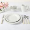 Martha Stewart Reedley 32 Piece Stoneware Dinnerware and Flatware Combo Set – Linen White(Linen White)