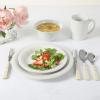 Martha Stewart Reedley 32 Piece Stoneware Dinnerware and Flatware Combo Set – Linen White(Linen White)
