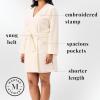 Martha Stewart Robe | Sleepwear for Women | Shorter-Length Microfleece | Cozy, Warm, Relaxing Loungewear(Egret)