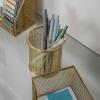 Martha Stewart Ryder Gold Mesh Metal 6 Piece Set Desktop Organizers and Accessories, Holds Files, Magazines, Letters, Pens, Sticky Notes and Business Cards