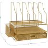 Martha Stewart Ryder Gold Mesh Metal Large Desktop Organizer With Paper File Letter Holder Organizer and Drawer