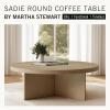 Martha Stewart Sadie Round Wood Coffee Table with Starburst Pattern Top Simple Pedestal Stand, Circular Contemporary Modern Accent Furniture for Living Room Decor, 36″ Dia x 16.5″ H, Brown(Reclaimed Greige)