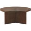 Martha Stewart Sadie Round Wood Coffee Table with Starburst Pattern Top Simple Pedestal Stand, Circular Contemporary Modern Accent Furniture for Living Room Decor, 36″ Dia x 16.5″ H, Brown(Walnut Brown)