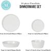 Martha Stewart Selma Chip & Scratch Resistant Dinnerware Set – White Plates and Bowls, Durable Dishwasher and Microwave Safe Dishes Set for Everyday Use