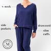Martha Stewart Sleepwear for Women | Sparkle & Shine Ribbed Pajama Set | Elegant Comfort for Lounging or Celebrating(Medieval Blue)