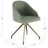 Martha Stewart Sora Stationary Swivel Task Chair with Sloped Arms for Home Office in White Boucle with Oil Rubbed Bronze Frame(Sage Faux Leather/Polished Brass Frame)