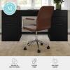 Martha Stewart Taytum Swivel Task Chair with Armrests for Home Office in White Faux Leather with Polished Brass Frame(Saddle Brown Faux Leather/Polished Nickel Frame)